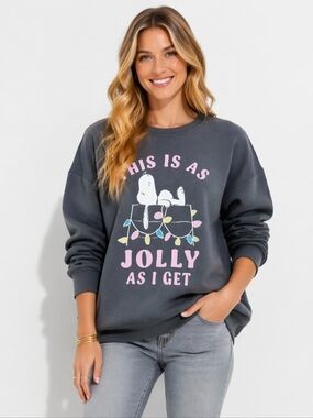 Gray Peanuts Snoopy Christmas Super Soft Crewneck Sweatshirt